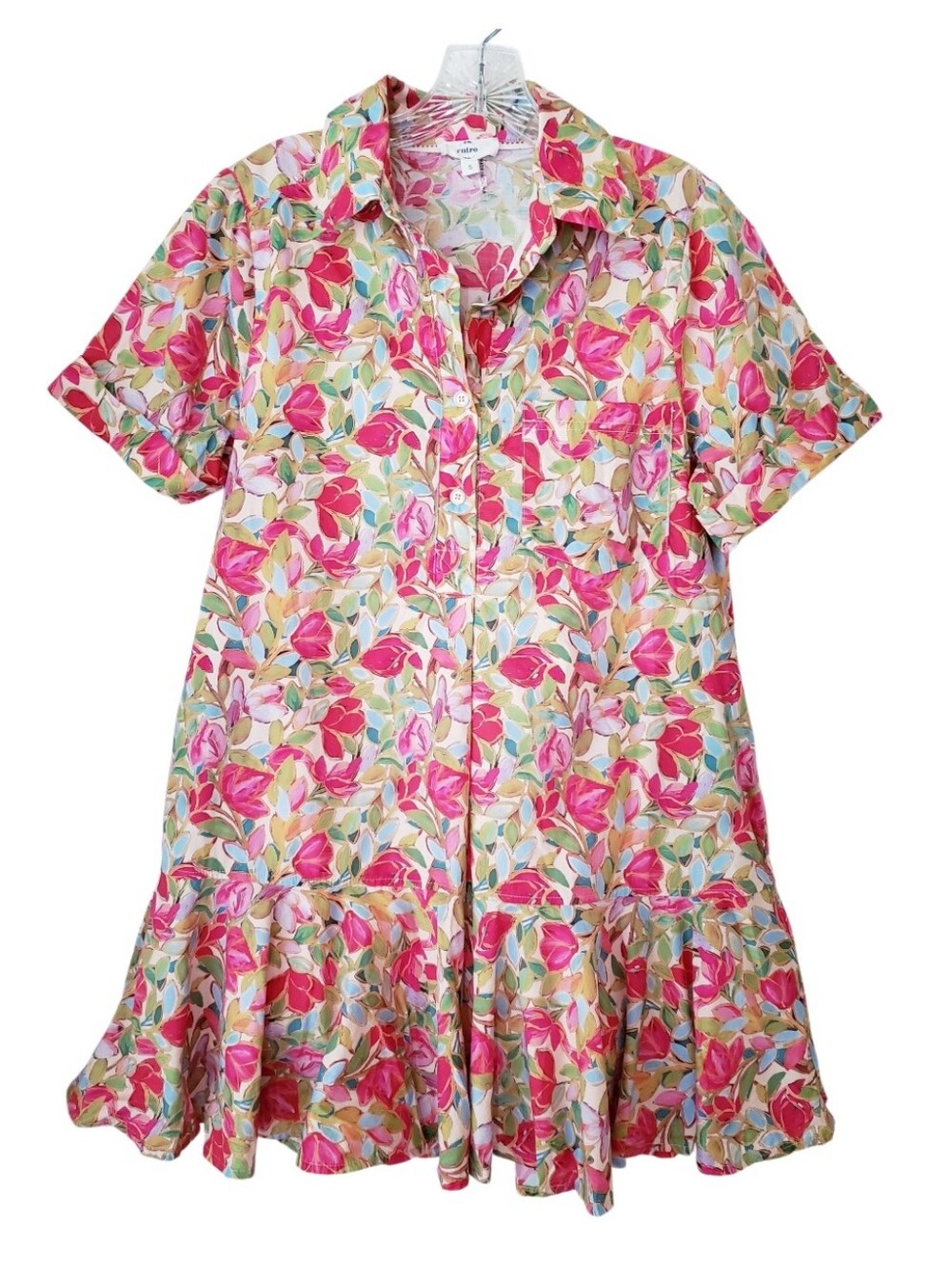Entro Floral Print Ruffle Dress